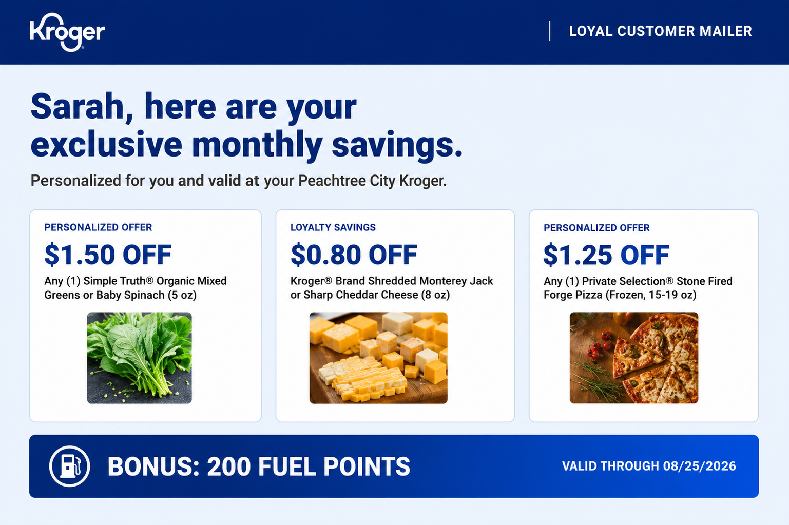 Kroger Loyal Customer Mailer Personalized Coupon Postcard - Free AI Postcard Generator, 50+ Real Postcard Examples