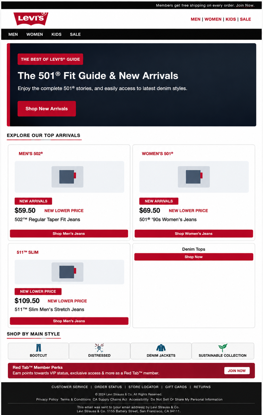 Levi's Red Tab Email Newsletter - Free AI Email Newsletter Generator, 50+ Real Email Newsletter Examples
