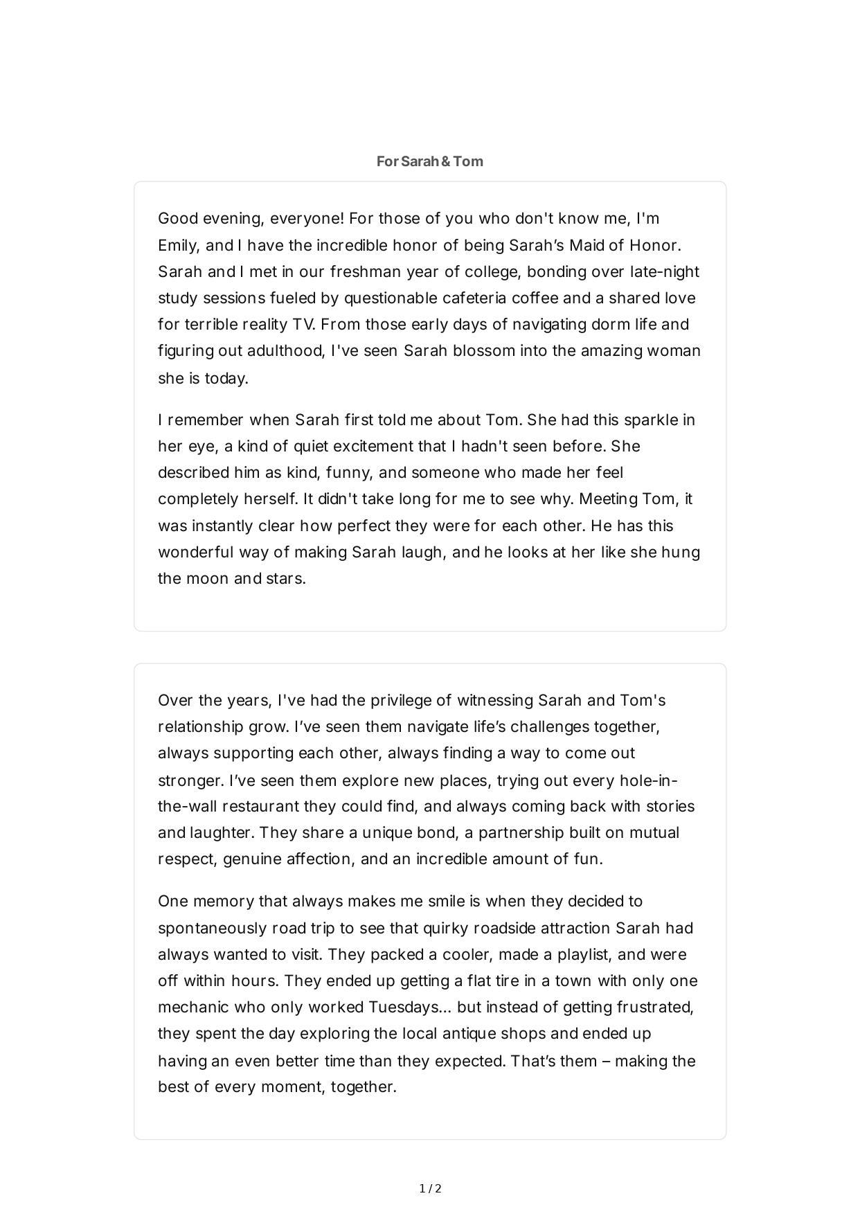 Lighthearted Maid of Honor Speech - Free AI Maid of Honor Speech Generator, 50+ Real Maid of Honor Speech Examples