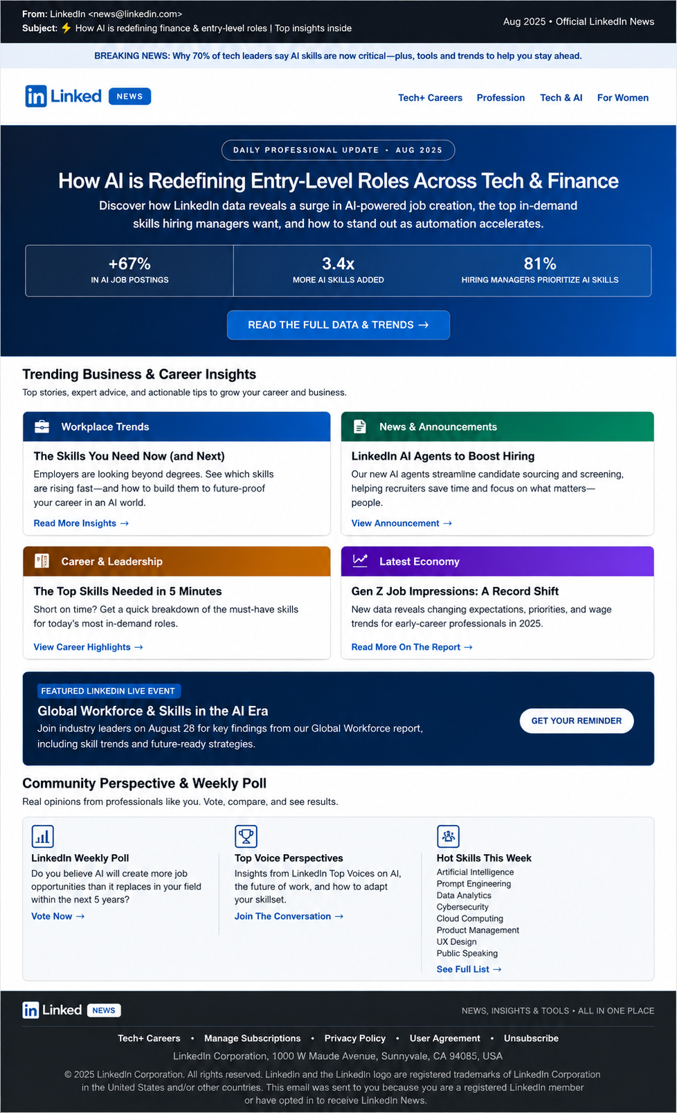 LinkedIn News Email Newsletter - Free AI Email Newsletter Generator, 50+ Real Email Newsletter Examples