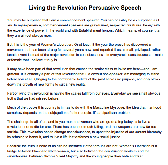Living the Revolution Persuasive Speech - Free AI Persuasive Speech Generator, 50+ Real Persuasive Speech Examples