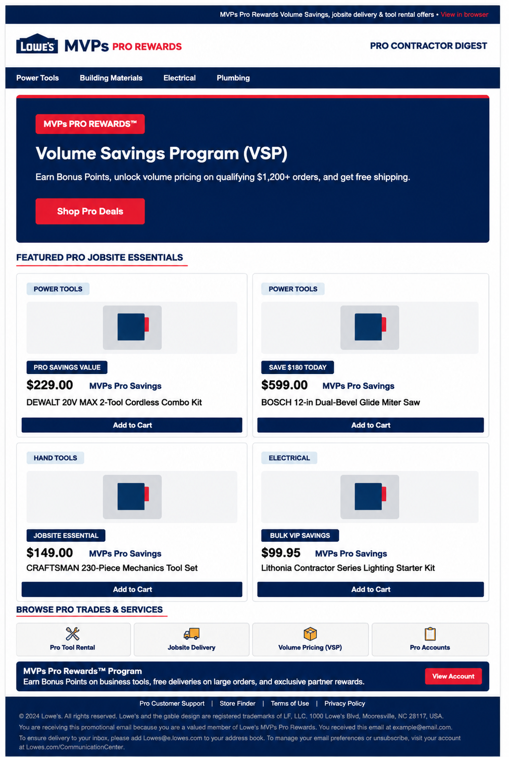 Lowe's MVPs Pro Rewards Email Newsletter - Free AI Email Newsletter Generator, 50+ Real Email Newsletter Examples