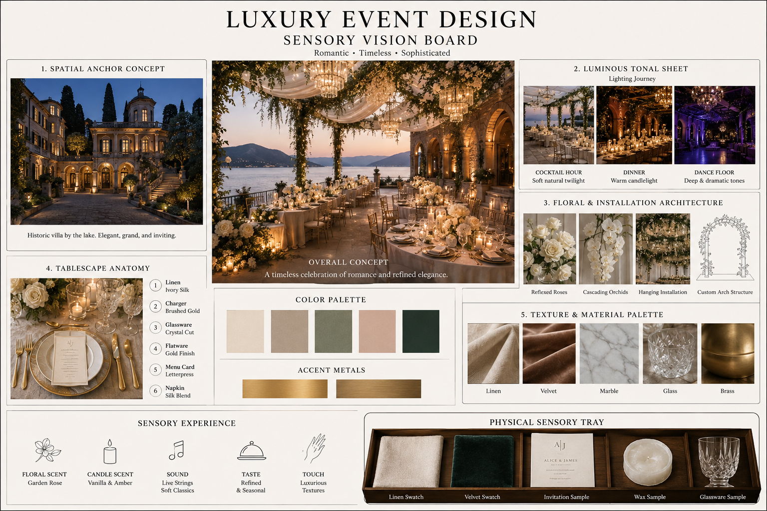 Luxury Event Design Sensory Vision Board - Free AI Vision Board Generator, 40+ Real Vision Board Examples