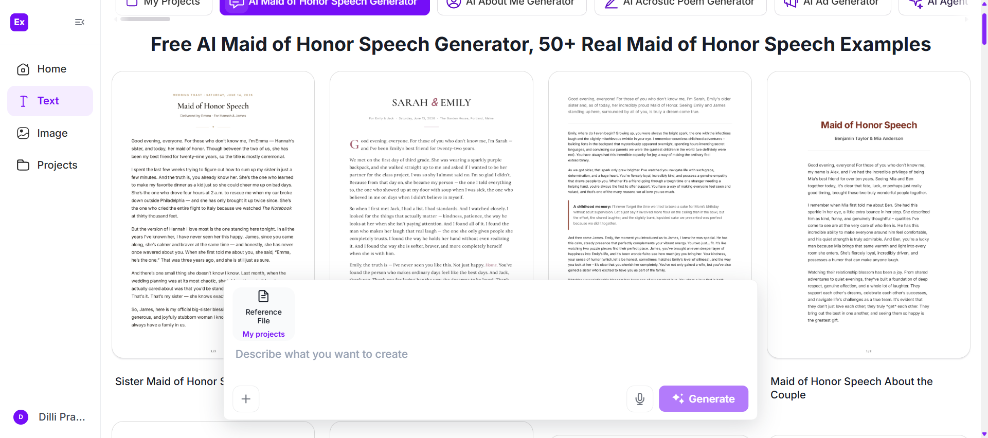 Maid of Honor Speech