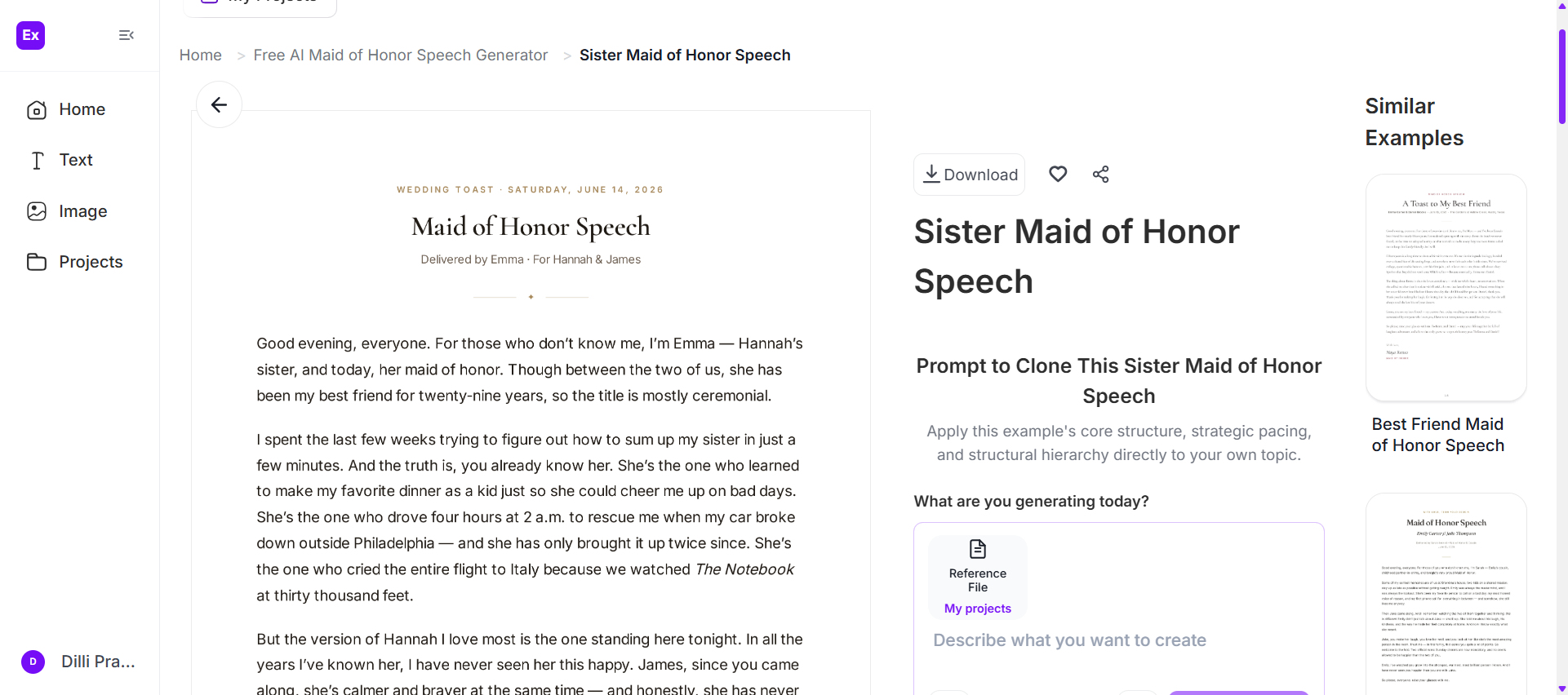 Maid of Honor Speech