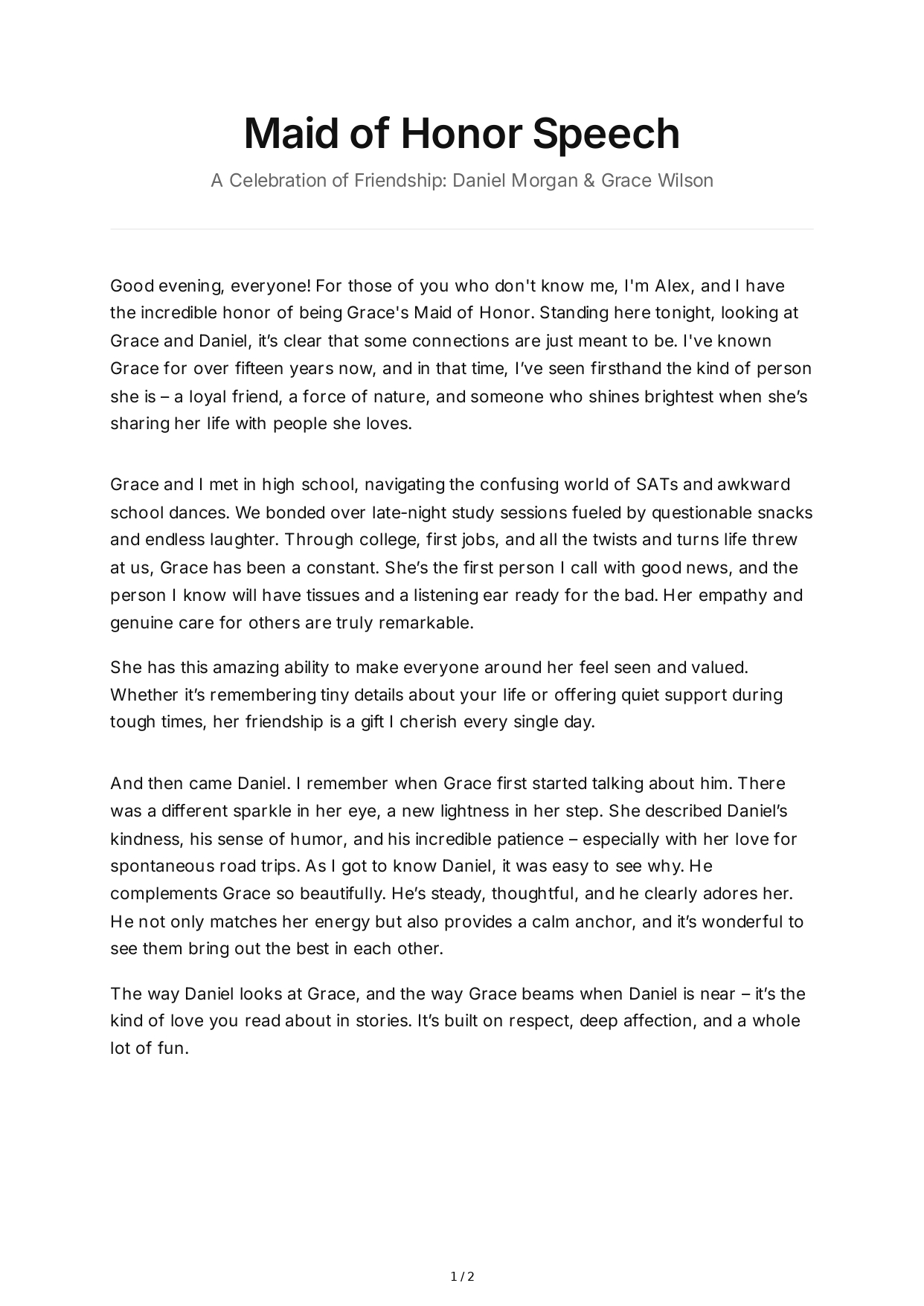 Maid of Honor Speech About Friendship - Free AI Maid of Honor Speech Generator, 50+ Real Maid of Honor Speech Examples