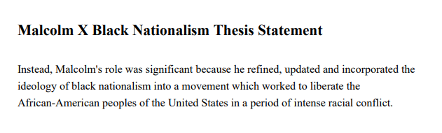 Malcolm X Black Nationalism Thesis Statement - Free AI Thesis Statement Generator, 50+ Real Thesis Statement Examples