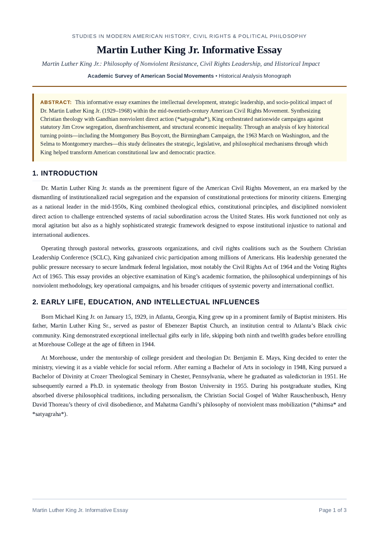 Martin Luther King Jr. Informative Essay - Free AI Informative Essay Generator, 50+ Real Informative Essay Examples