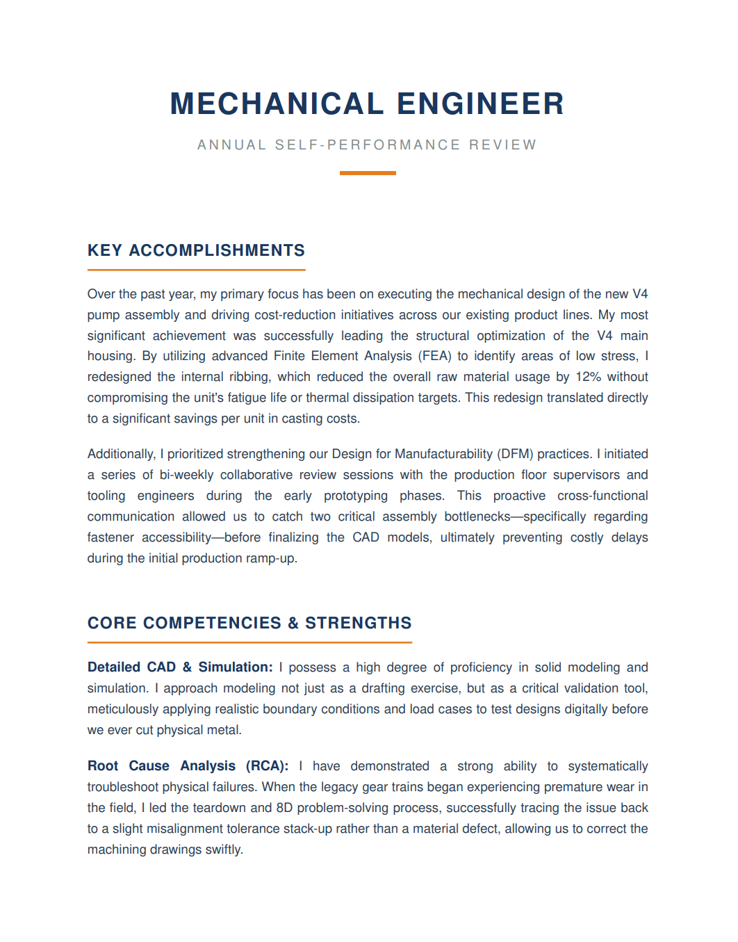 Mechanical Engineer Self Performance Review - Free AI Self Performance Review Generator, 50+ Real Self Performance Review Examples