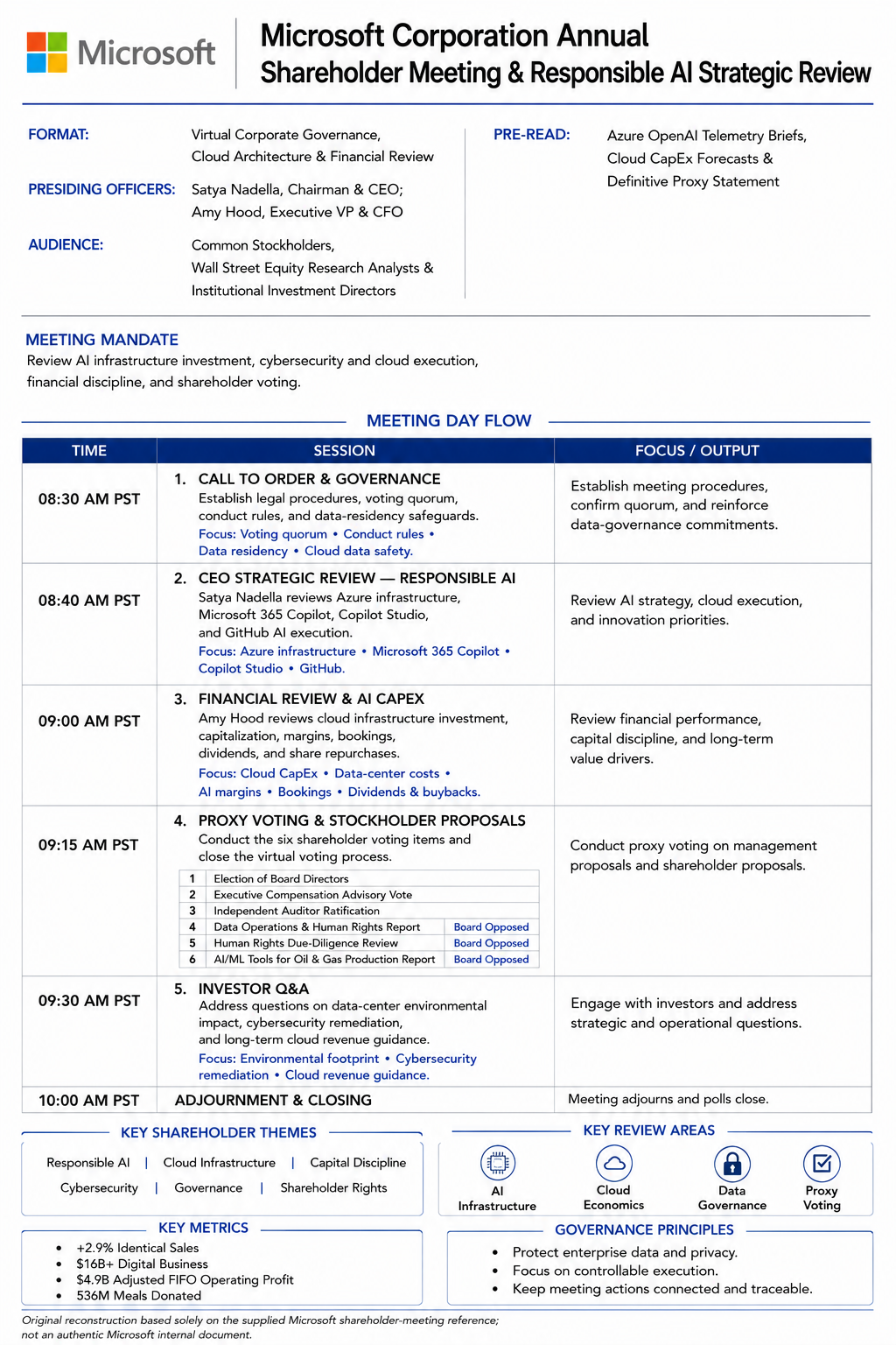 Microsoft Annual Shareholder Meeting & Responsible AI Strategic Meeting Agenda - Free AI Meeting Agenda Generator, 50+ Real Meeting Agenda Examples