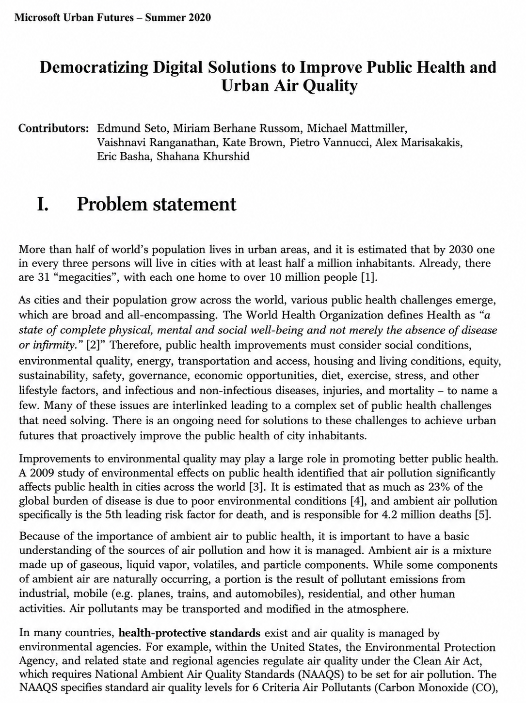 Microsoft Urban Public Health Problem Statement - Free AI Problem Statement Generator, 50+Real Problem Statement Examples