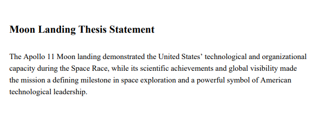 Moon Landing Thesis Statement - Free AI Thesis Statement Generator, 50+ Real Thesis Statement Examples
