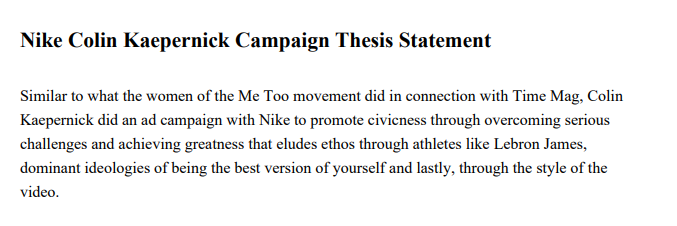 Nike Colin Kaepernick Campaign Thesis Statement - Free AI Thesis Statement Generator, 50+ Real Thesis Statement Examples