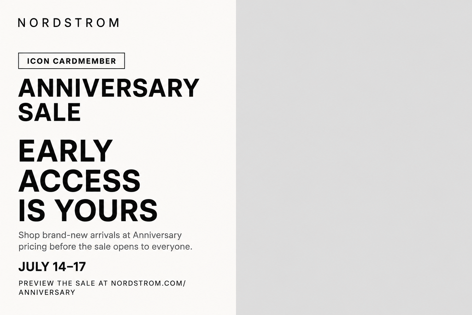 Nordstrom Anniversary Sale Early Access Invitation Postcard - Free AI Postcard Generator, 50+ Real Postcard Examples