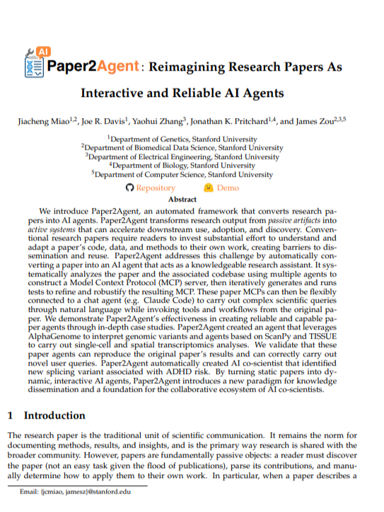 Paper2Agent AI Agent for Research Paper Automation - Free AI Agent Generator, 50+ Real AI Agent Examples