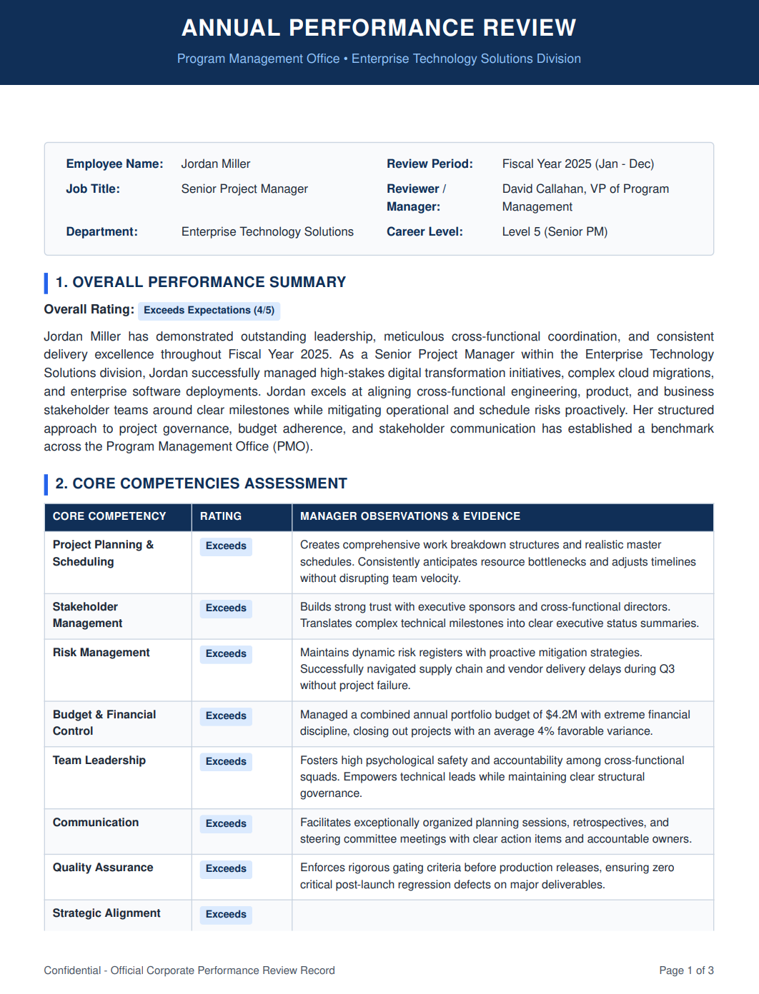 Project Manager Performance Review - Free AI Performance Review Generator, 50+ Real Performance Review Examples