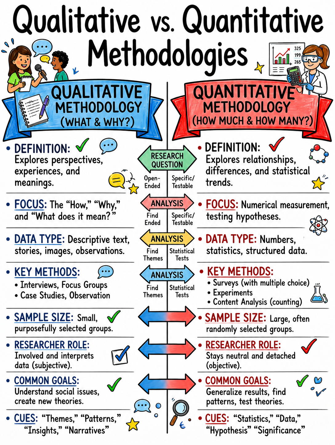 Qualitative vs. Quantitative Methodologies Anchor Chart for Undergraduate Research - Free AI Anchor Chart Generator, 50+ Real Anchor Chart Examples