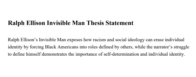 Ralph Ellison Invisible Man Thesis Statement - Free AI Thesis Statement Generator, 50+ Real Thesis Statement Examples