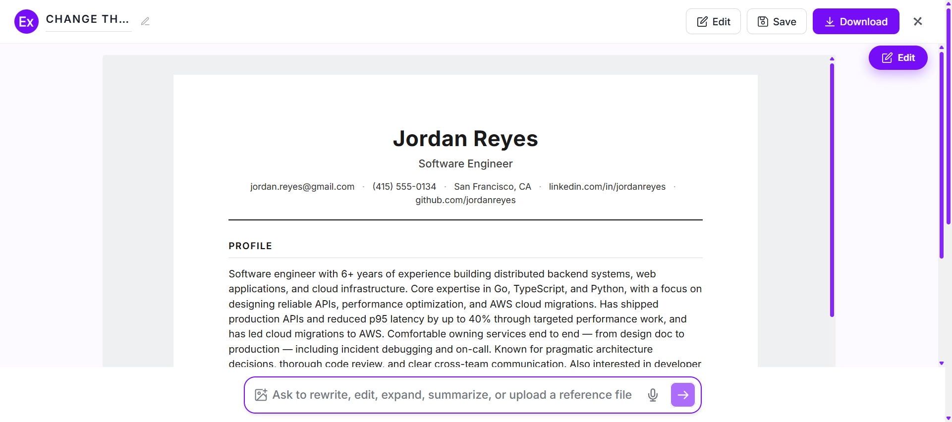 Resume Profile