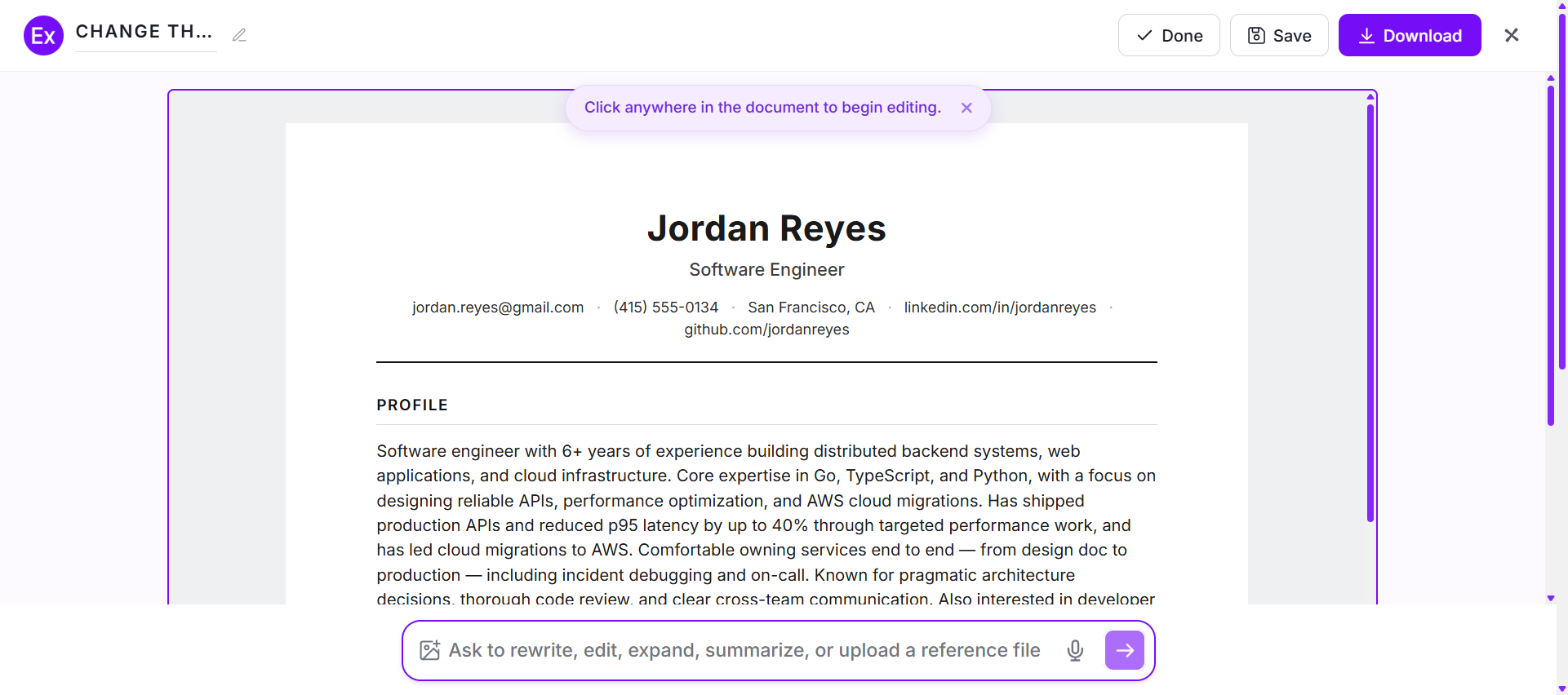 Resume Profile