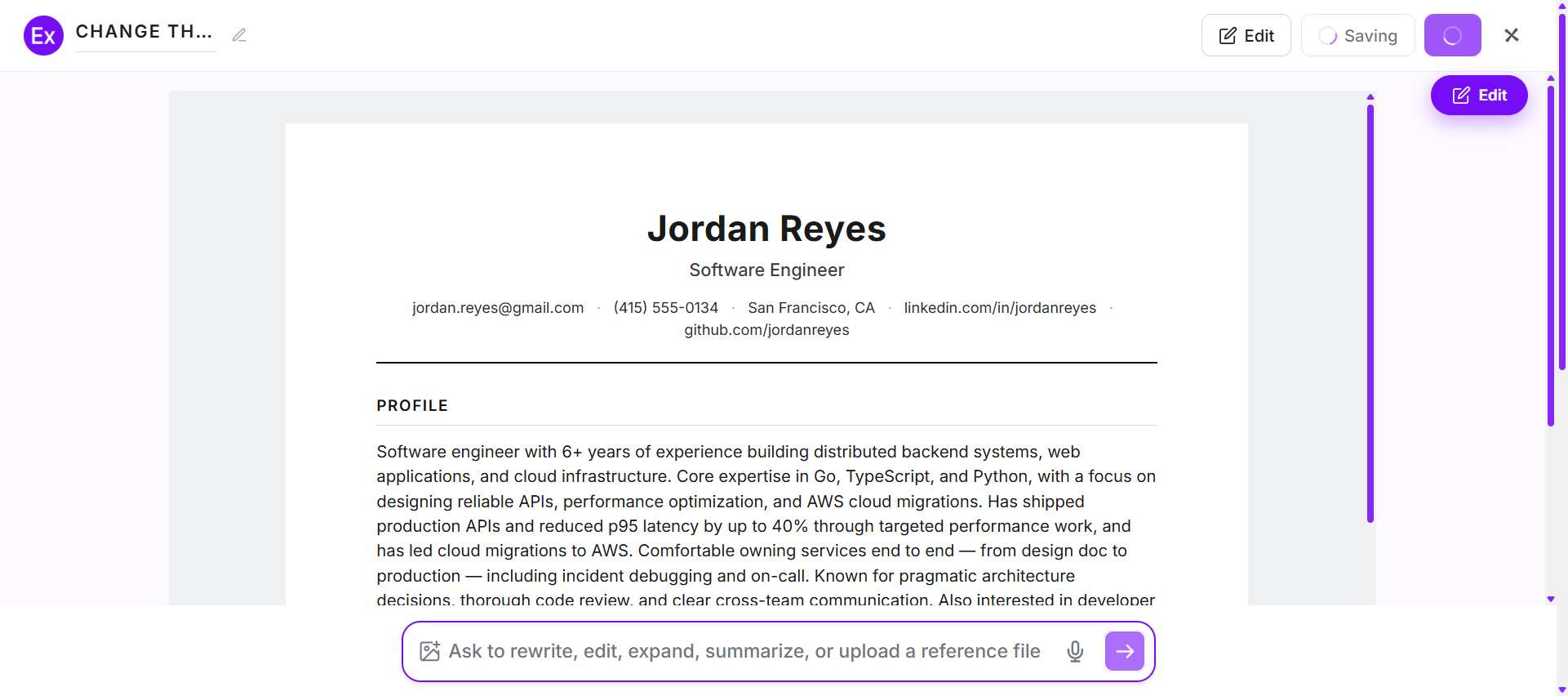 Resume Profile