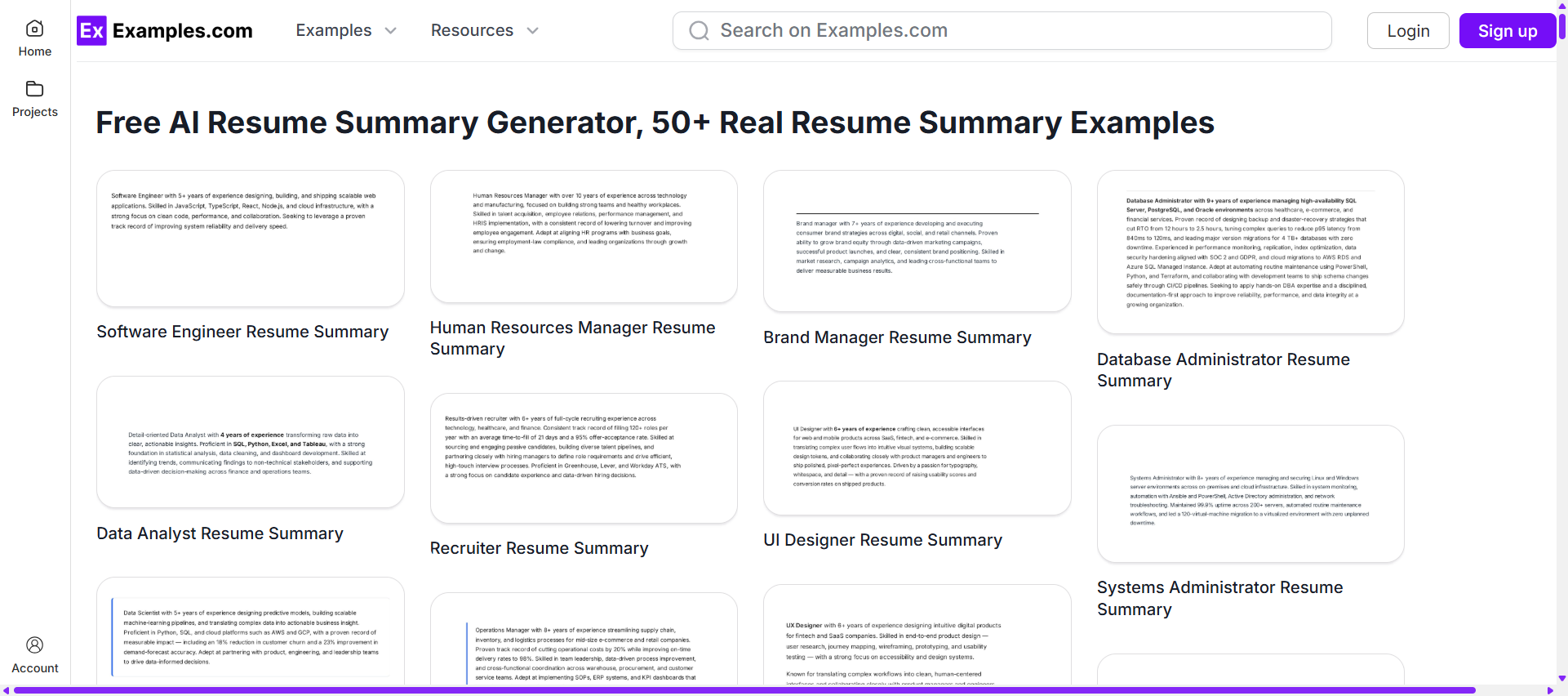 Resume Summary Examples