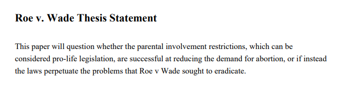 Roe v. Wade Thesis Statement - Free AI Thesis Statement Generator, 50+ Real Thesis Statement Examples