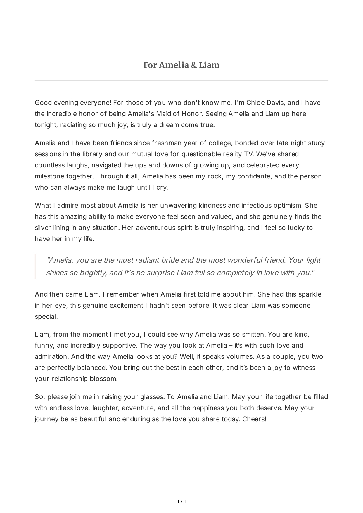 Simple Maid of Honor Speech - Free AI Maid of Honor Speech Generator, 50+ Real Maid of Honor Speech Examples