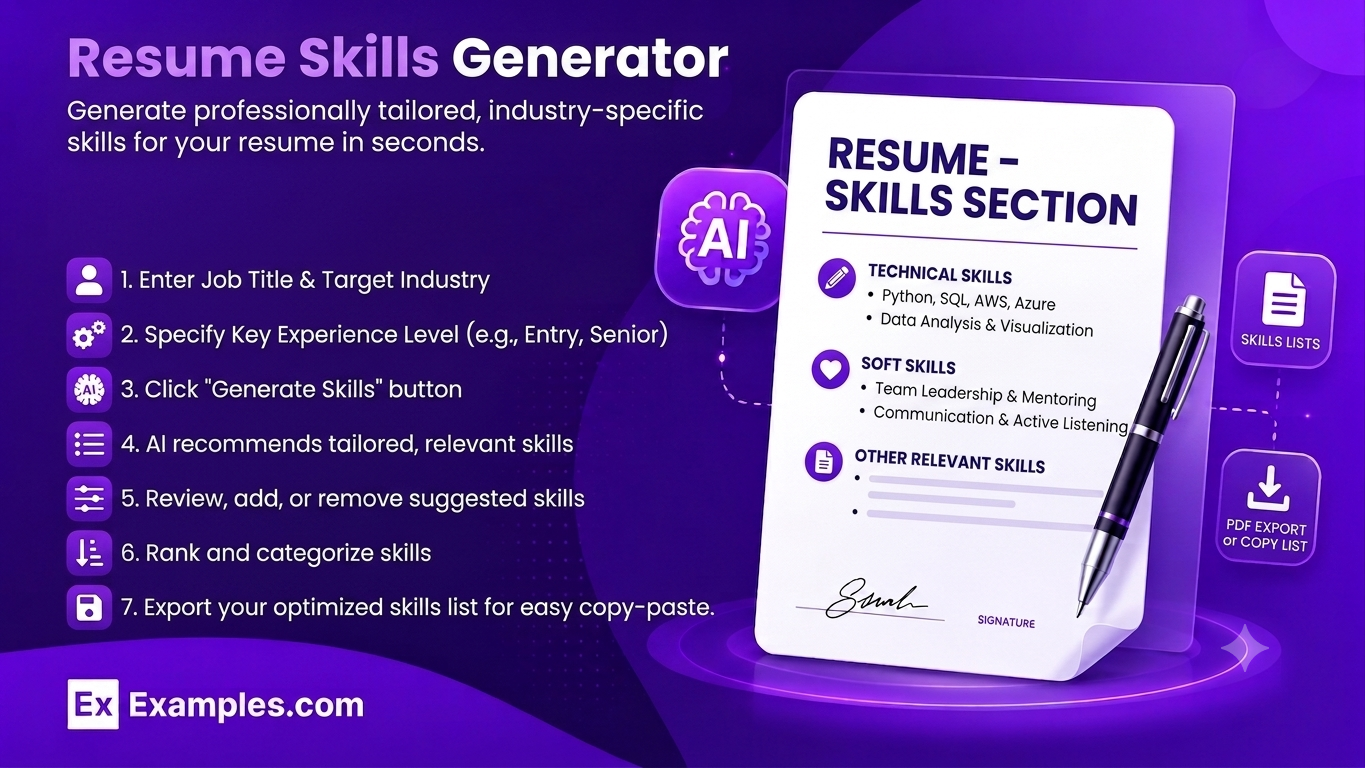Free AI Skills to Put on Resume Generator, 50+ Real Resume Skill Examples