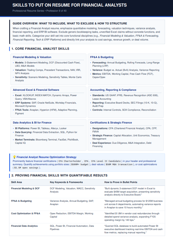 Skills to Put on Resume for Financial Analysts - Free AI Resume Skills Generator, 50+ Real Resume Skill Examples