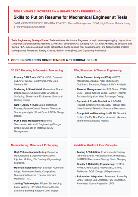Skills to Put on Resume for Mechanical Engineer at Tesla - Free AI Skills to Put on Resume Generator, 50+ Real Resume Skill Examples