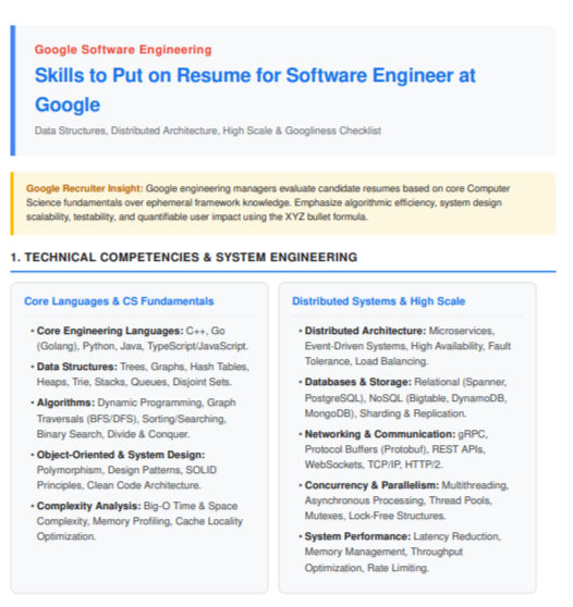 Skills to Put on Resume for Software Engineer at Google - Free AI Skills to Put on Resume Generator, 50+ Real Resume Skill Examples
