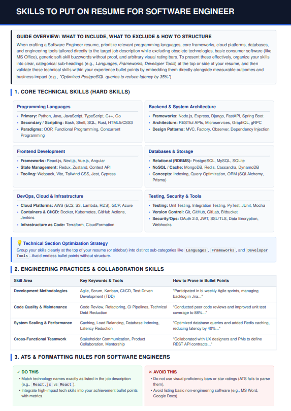Skills to Put on Resume for Software Engineer - Free AI Resume Skills Generator, 50+ Real Resume Skill Examples