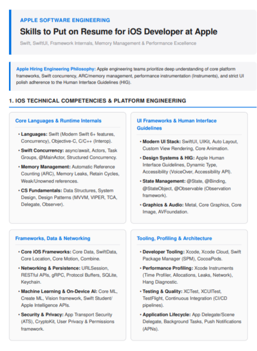 Skills to Put on Resume for iOS Developer at Apple - Free AI Skills to Put on Resume Generator, 50+ Real Resume Skill Examples