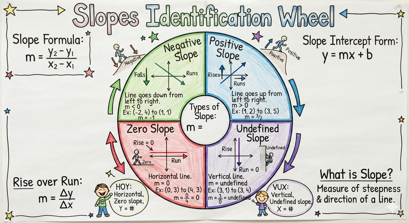 Slopes Identification Wheel Anchor Chart for 8th Grade Algebra - Free AI Anchor Chart Generator, 50+ Real Anchor Chart Examples