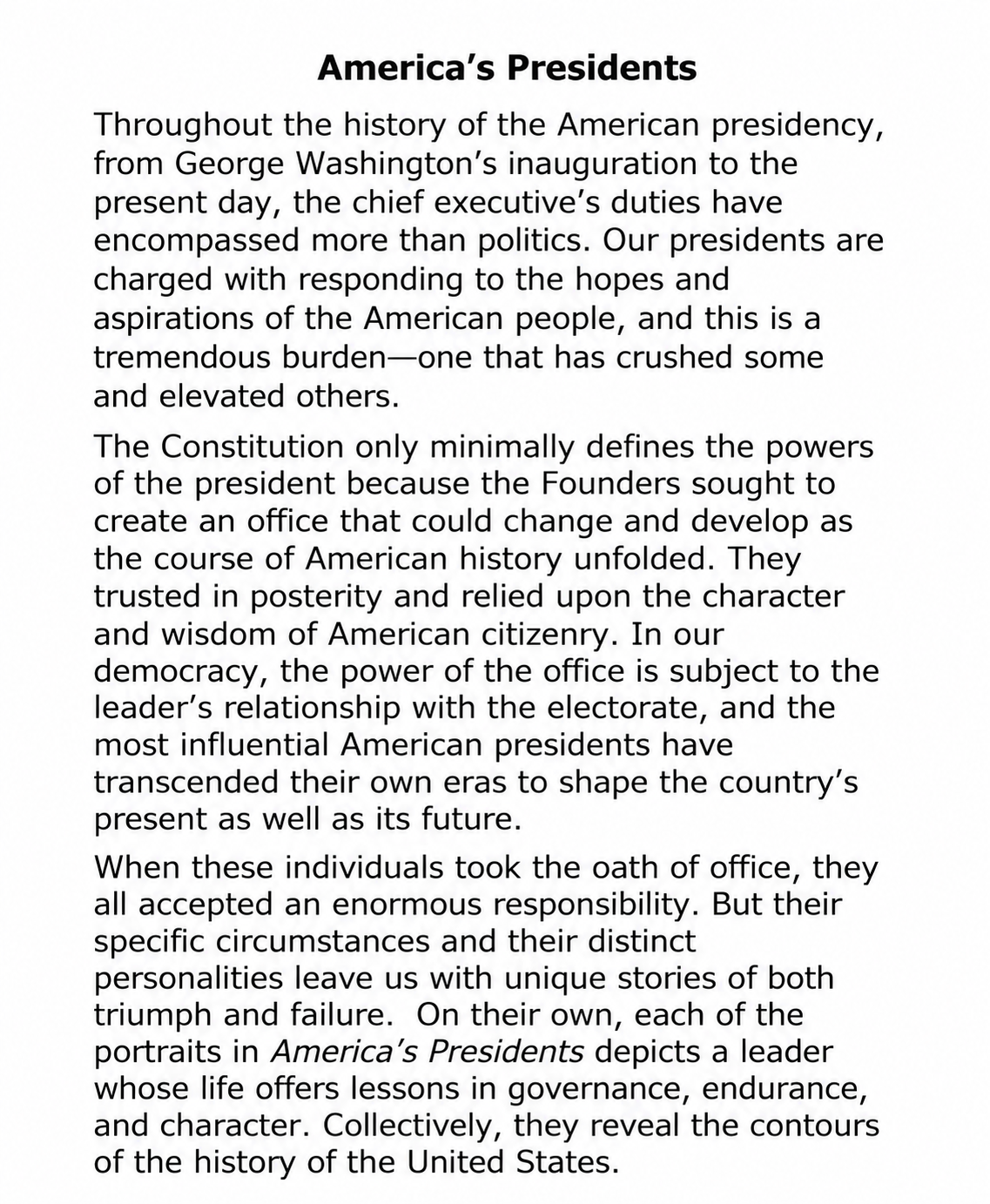 Smithsonian Institution America’s Presidents Biography - Free AI Biography Generator, 50+ Real Biography Examples