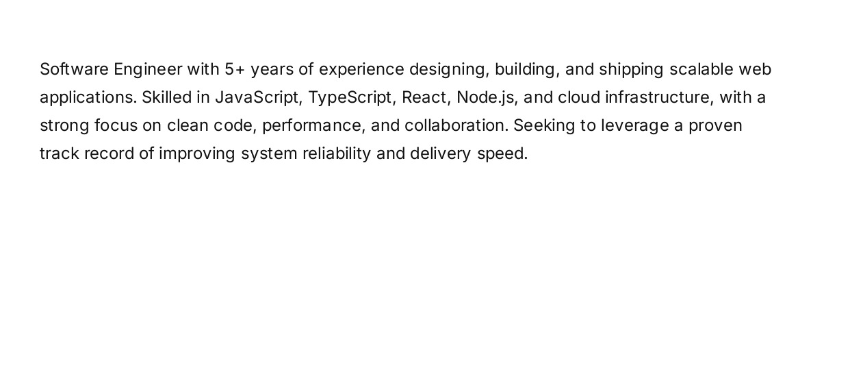 Software Engineer Resume Summary