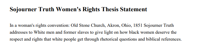Sojourner Truth Women's Rights Thesis Statement - Free AI Thesis Statement Generator, 50+ Real Thesis Statement Examples