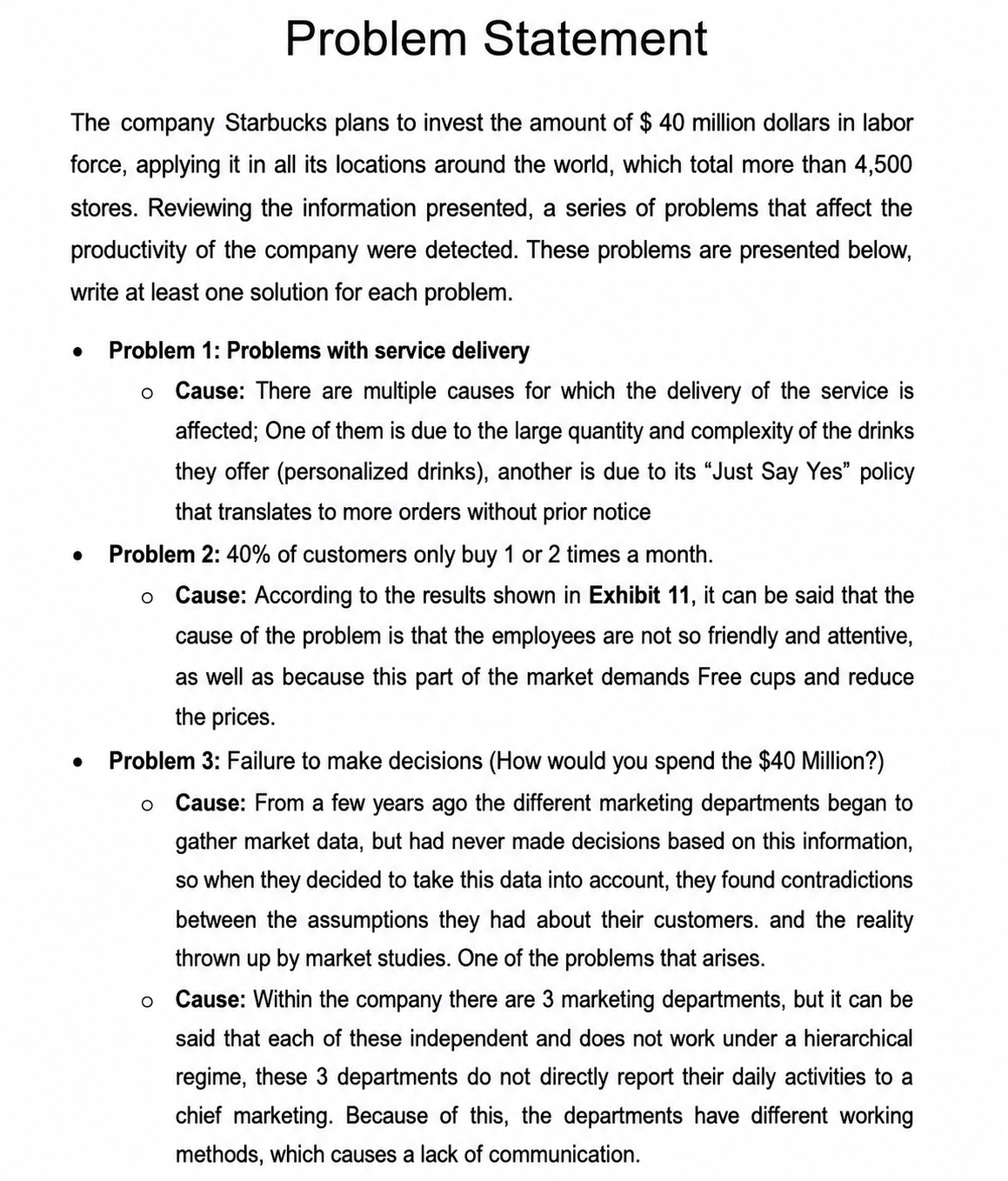 Starbucks Business Problem Statement - Free AI Problem Statement Generator, 50+Real Problem Statement Examples