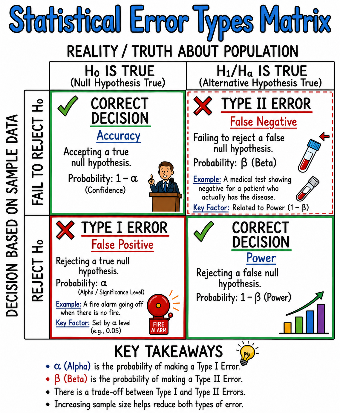 Statistical Error Types Matrix Anchor Chart for University Statistics - Free AI Anchor Chart Generator, 50+ Real Anchor Chart Examples