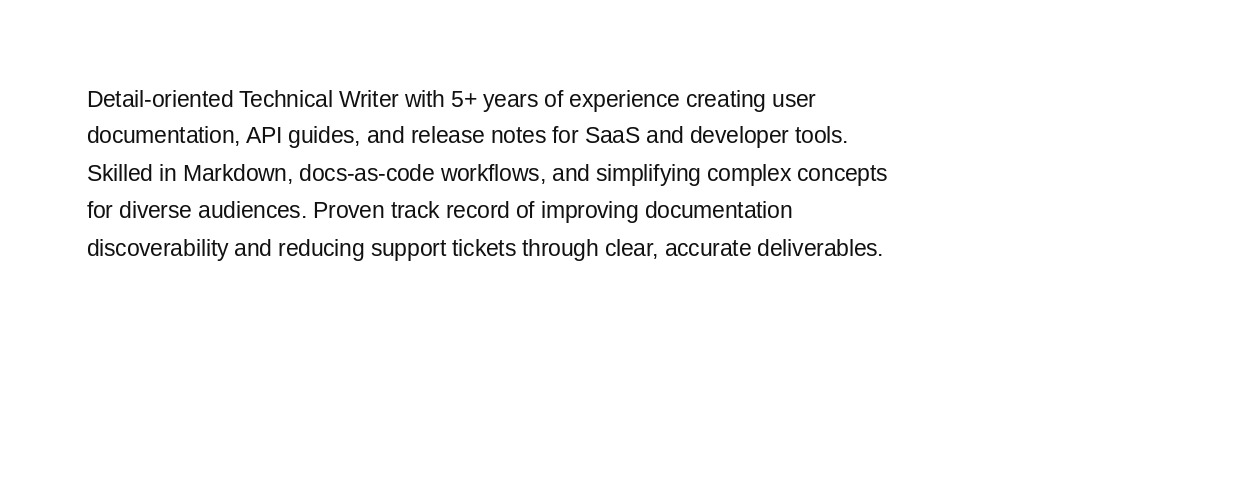 Technical Writer Resume Summary - Free AI Resume Summary Generator, 50+ Real Resume Summary Examples
