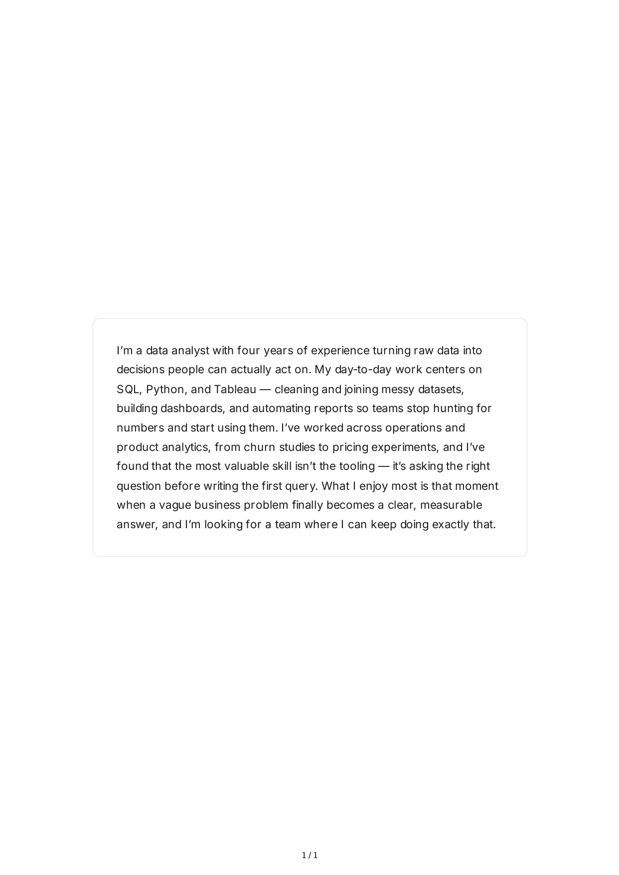 Tell Me About Yourself for Data Analyst - Free AI Tell Me About Yourself Generator, 50+ Real Tell Me About Yourself Examples