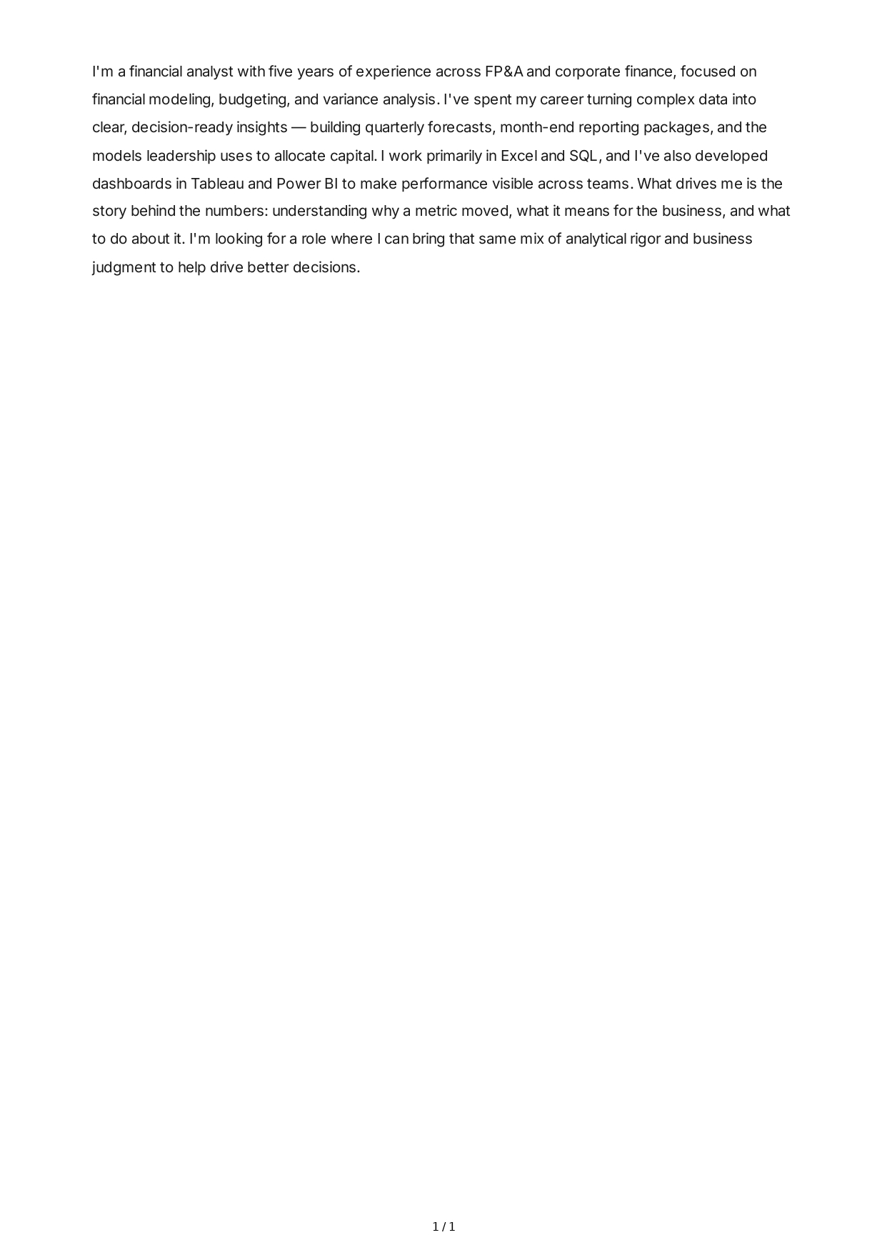 Tell Me About Yourself for Financial Analyst - Free AI Tell Me About Yourself Generator, 50+ Real Tell Me About Yourself Examples