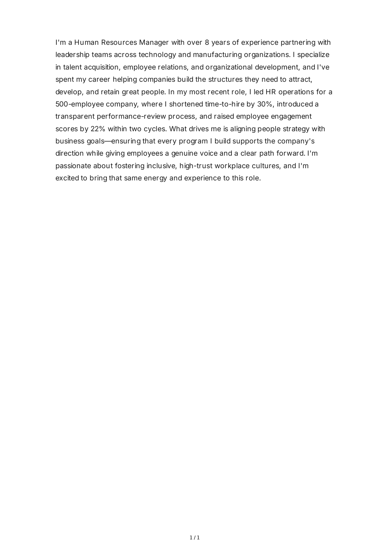 Tell Me About Yourself for Human Resources Manager - Free AI Tell Me About Yourself Generator, 50+ Real Tell Me About Yourself Examples