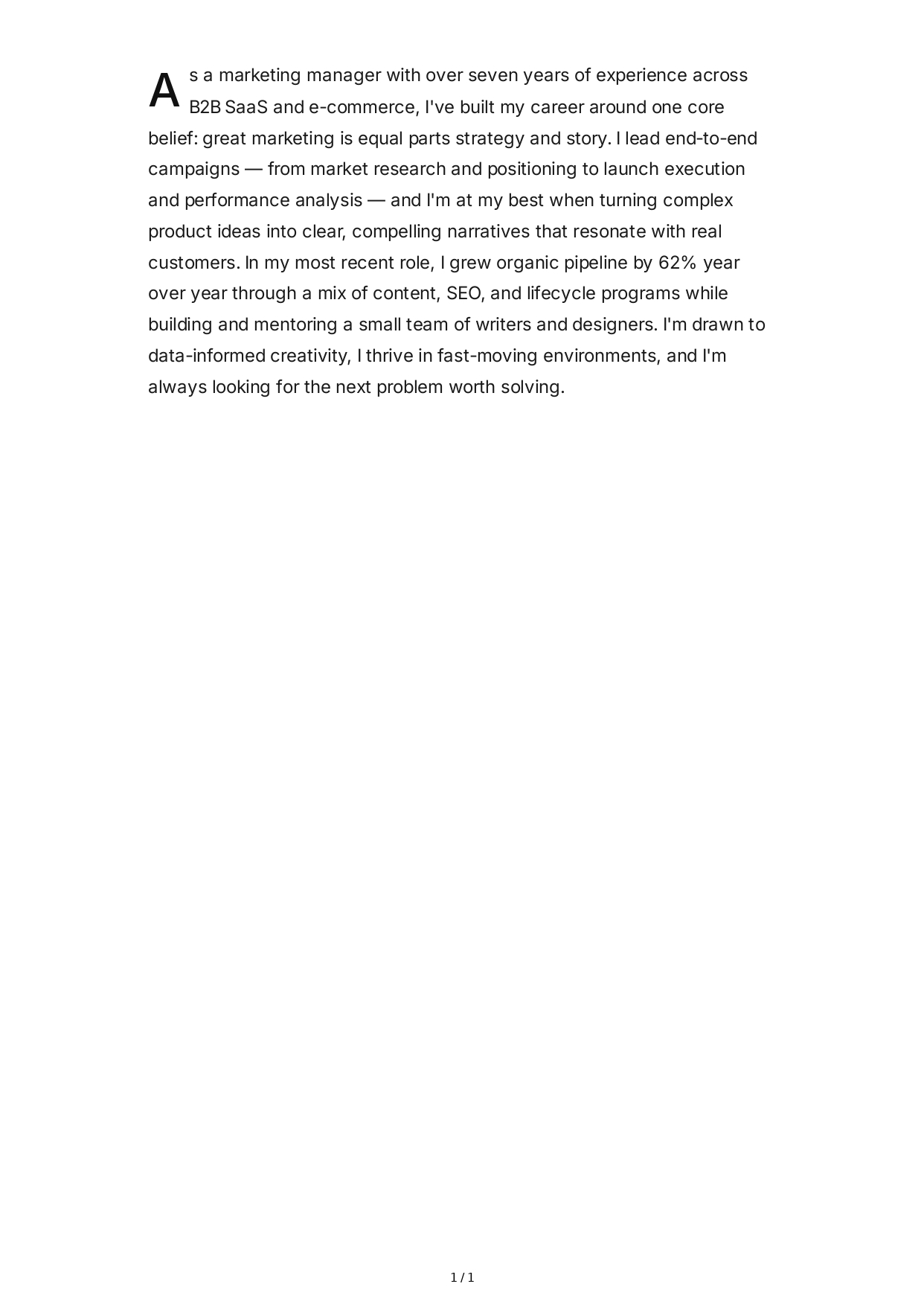 Tell Me About Yourself for Marketing Manager - Free AI Tell Me About Yourself Generator, 50+ Real Tell Me About Yourself Examples