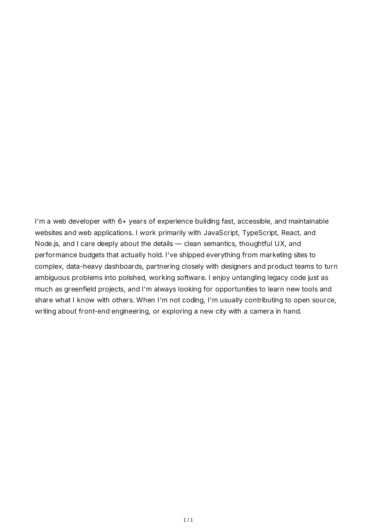 Tell Me About Yourself for Web Developer - Free AI Tell Me About Yourself Generator, 50+ Real Tell Me About Yourself Examples