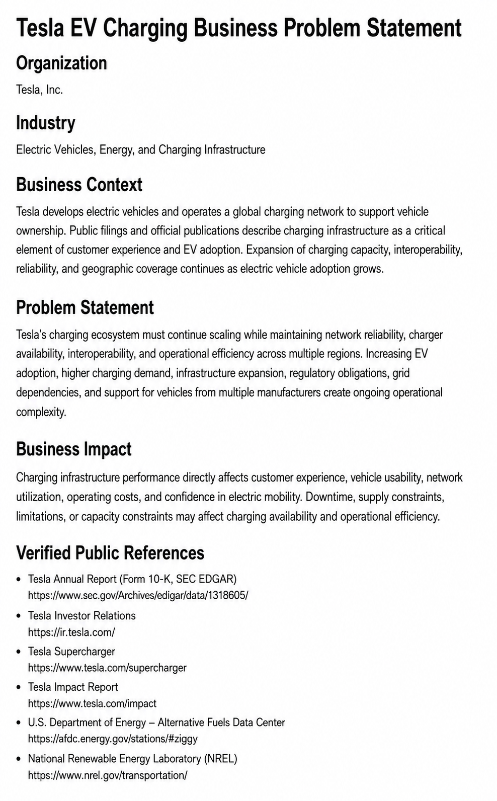 Tesla EV Charging Problem Statement - Free AI Problem Statement Generator, 50+Real Problem Statement Examples