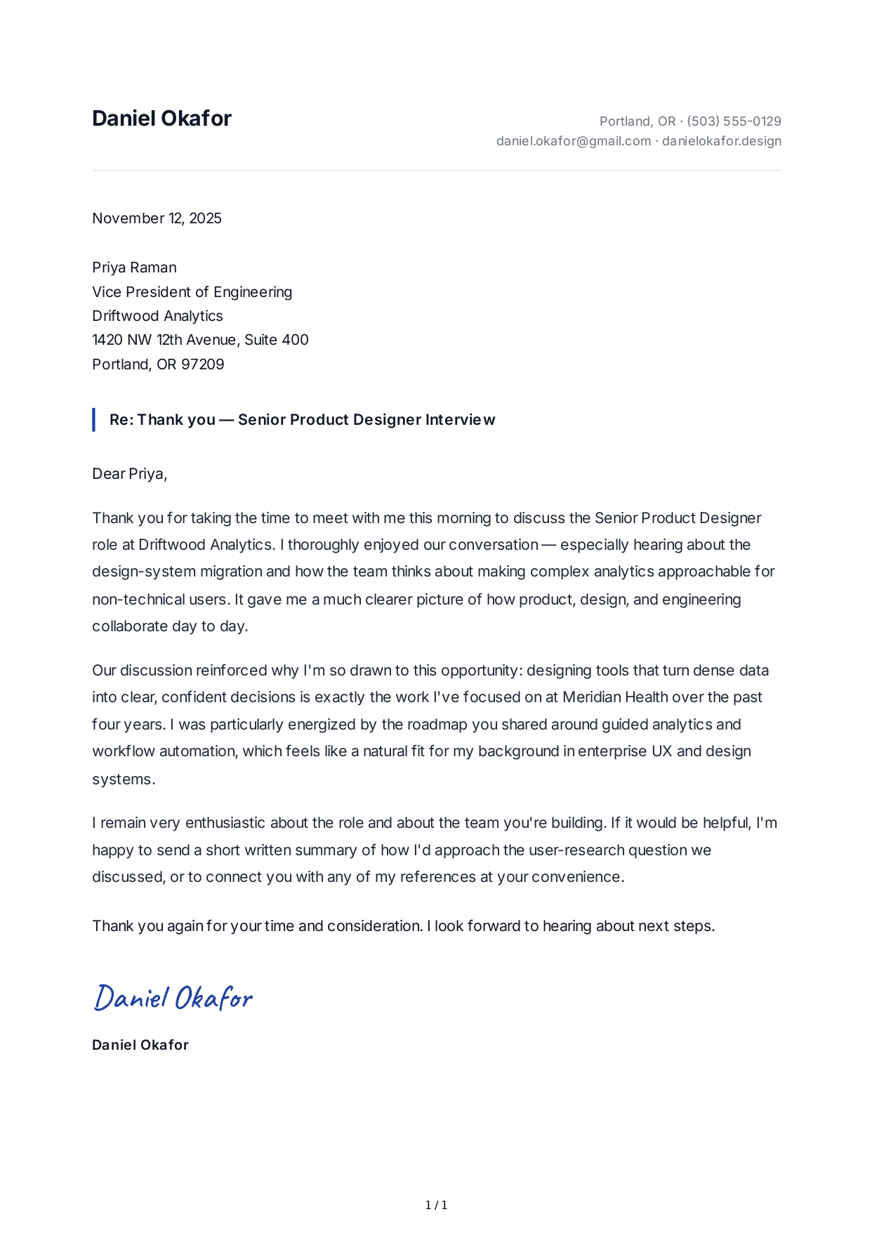 Thank You Note After an Interview - Free AI Thank You Note Generator, 50+ Real Thank You Note Examples