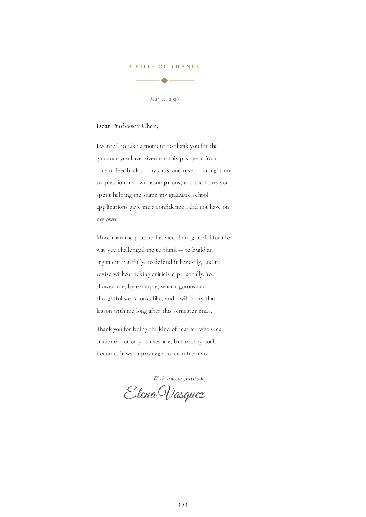 Thank You Note for Educational Guidance - Free AI Thank You Note Generator, 50+ Real Thank You Note Examples