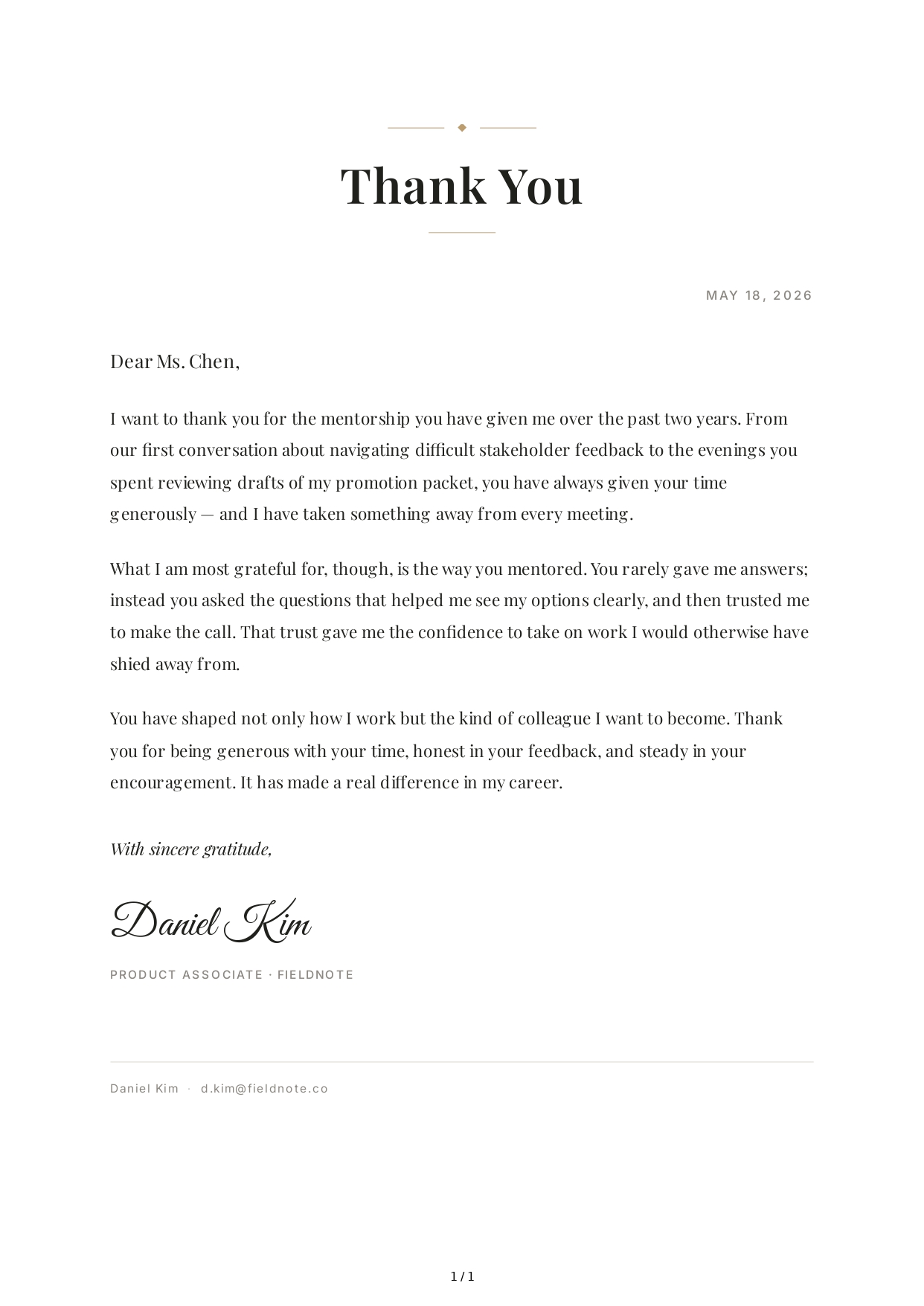 Thank You Note for Mentorship - Free AI Thank You Note Generator, 50+ Real Thank You Note Examples